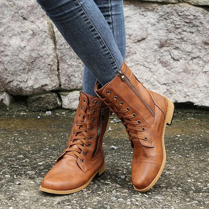 Marloes | Women's Lace Up Mid Calf Combat Boots 3