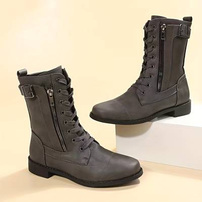Marloes | Women's Lace Up Mid Calf Combat Boots 4