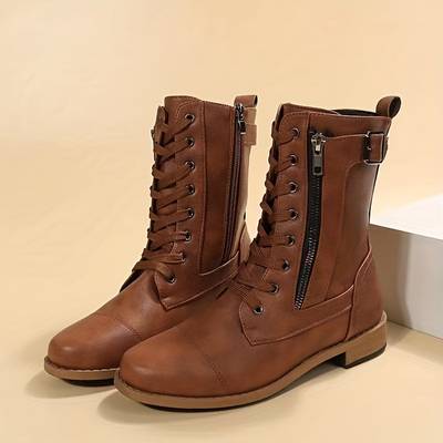 Marloes | Women's Lace Up Mid Calf Combat Boots 5