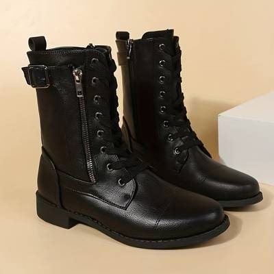 Marloes | Women's Lace Up Mid Calf Combat Boots 7