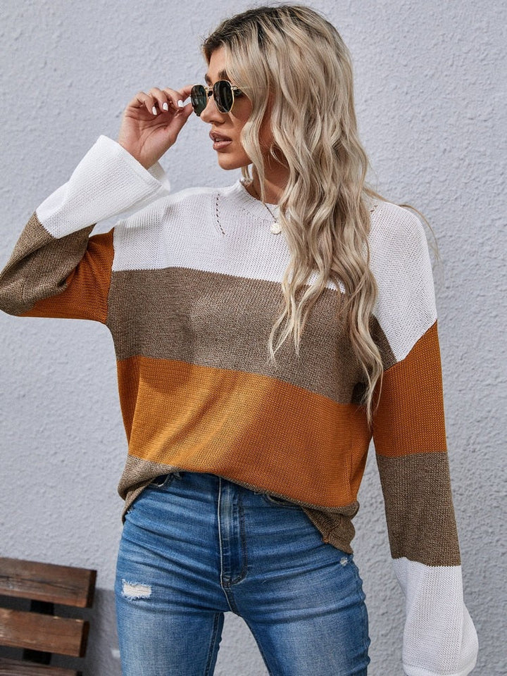 Marnie | Women's Color Block Sweater Oversized Knit Pullover 1