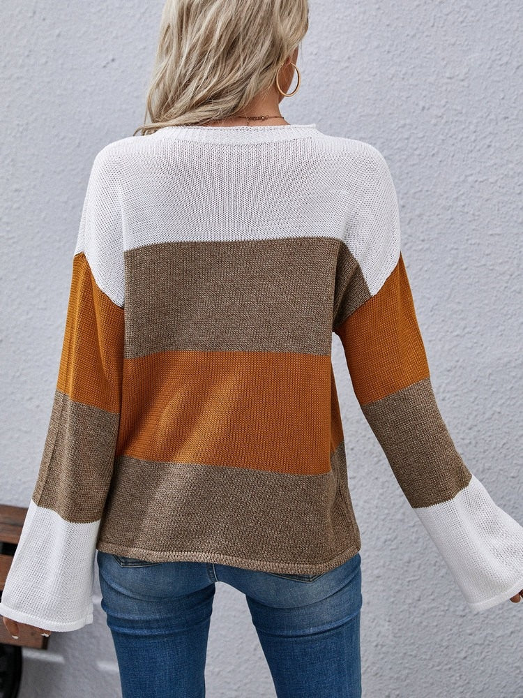 Marnie | Women's Color Block Sweater Oversized Knit Pullover 3