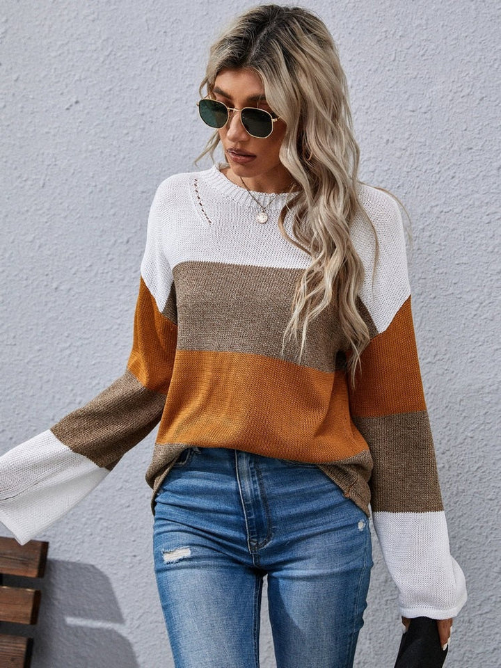 Marnie | Women's Color Block Sweater Oversized Knit Pullover 5