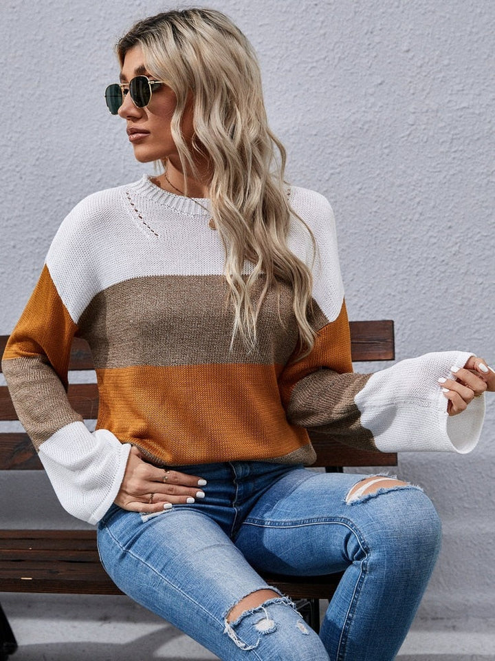 Marnie | Women's Color Block Sweater Oversized Knit Pullover 6