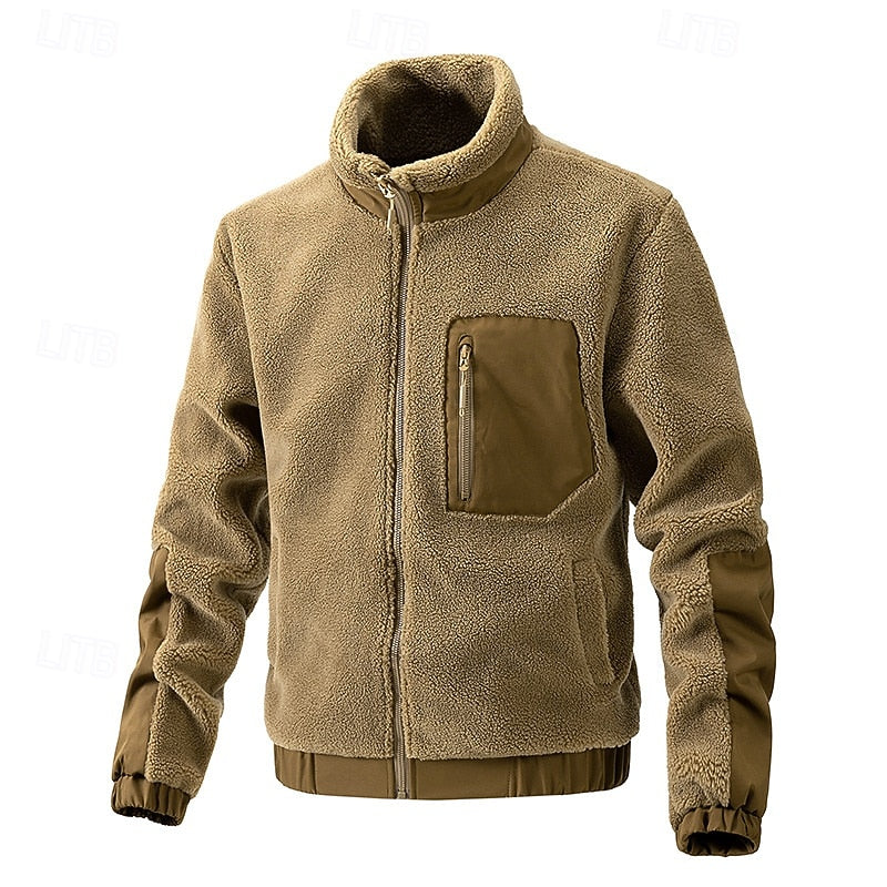 Men's Sherpa Fleece Full Zip Jacket – Khaki