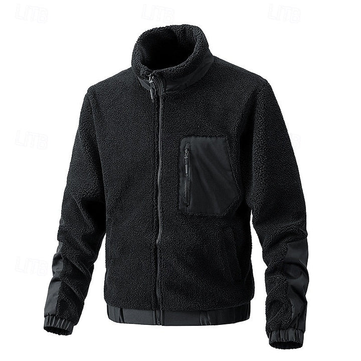 Men's Sherpa Fleece Full Zip Jacket – Black