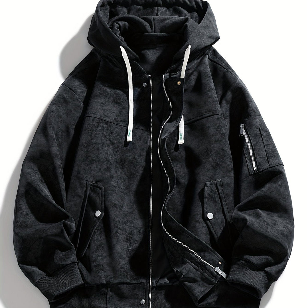 Menno | Men's Hooded Suede Bomber Jacket 1