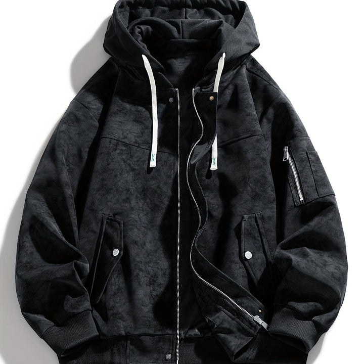 Menno | Men's Hooded Suede Bomber Jacket 1