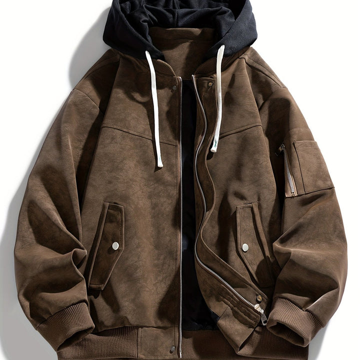 Menno | Men's Hooded Suede Bomber Jacket 3