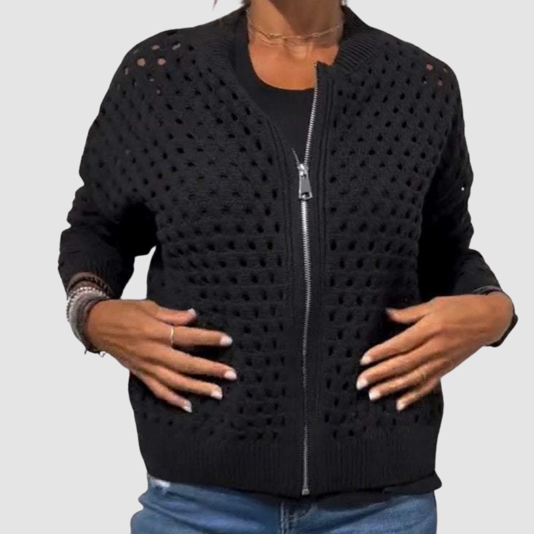 Merete | Women's Crochet Cardigan Zip Up Knit Sweater 2