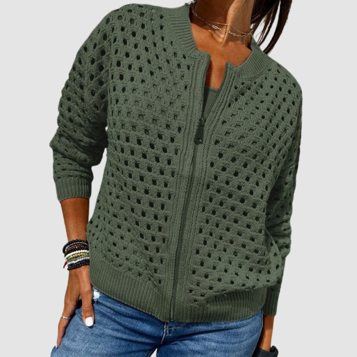 Merete | Women's Crochet Cardigan Zip Up Knit Sweater 3