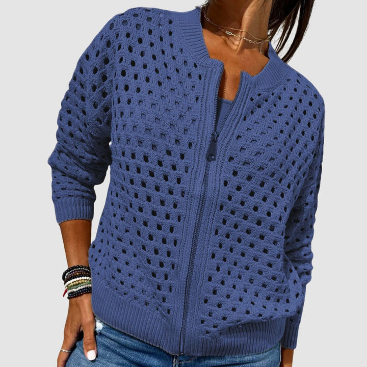 Merete | Women's Crochet Cardigan Zip Up Knit Sweater 5