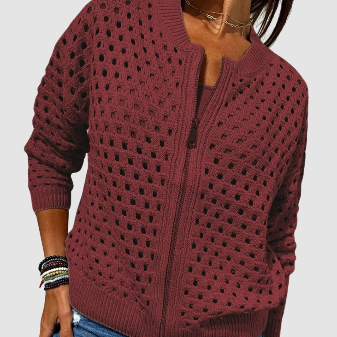 Merete | Women's Crochet Cardigan Zip Up Knit Sweater 6