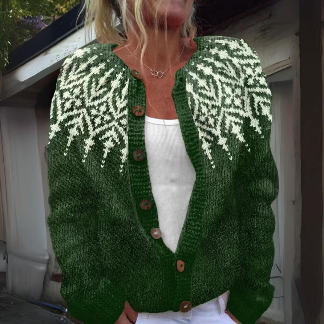 Nadia - Nordic Snowflake Knit Cardigan 1