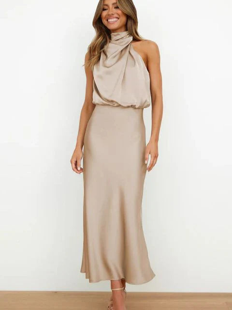 Nadia - Satin Halter Maxi Dress 2