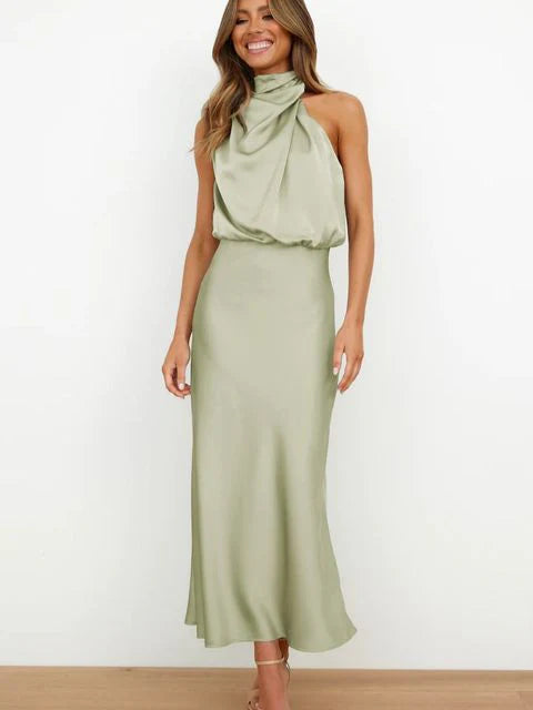 Nadia - Satin Halter Maxi Dress 3