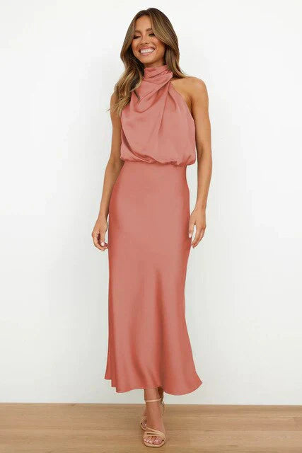 Nadia - Satin Halter Maxi Dress 4