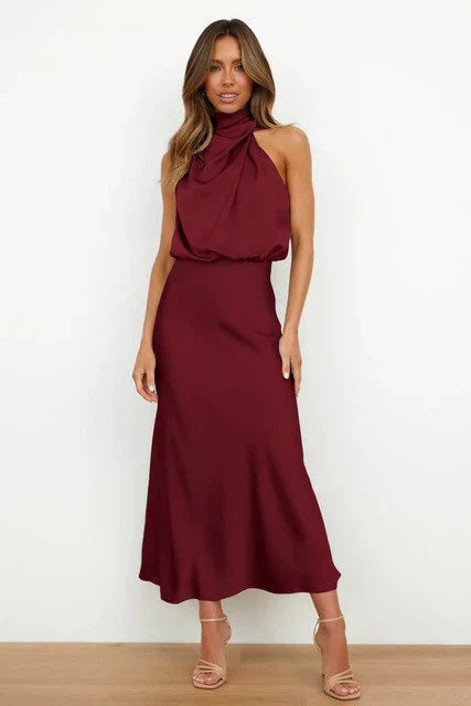 Nadia - Satin Halter Maxi Dress 6