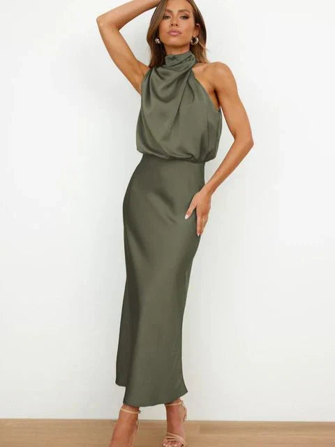 Nadia - Satin Halter Maxi Dress 7
