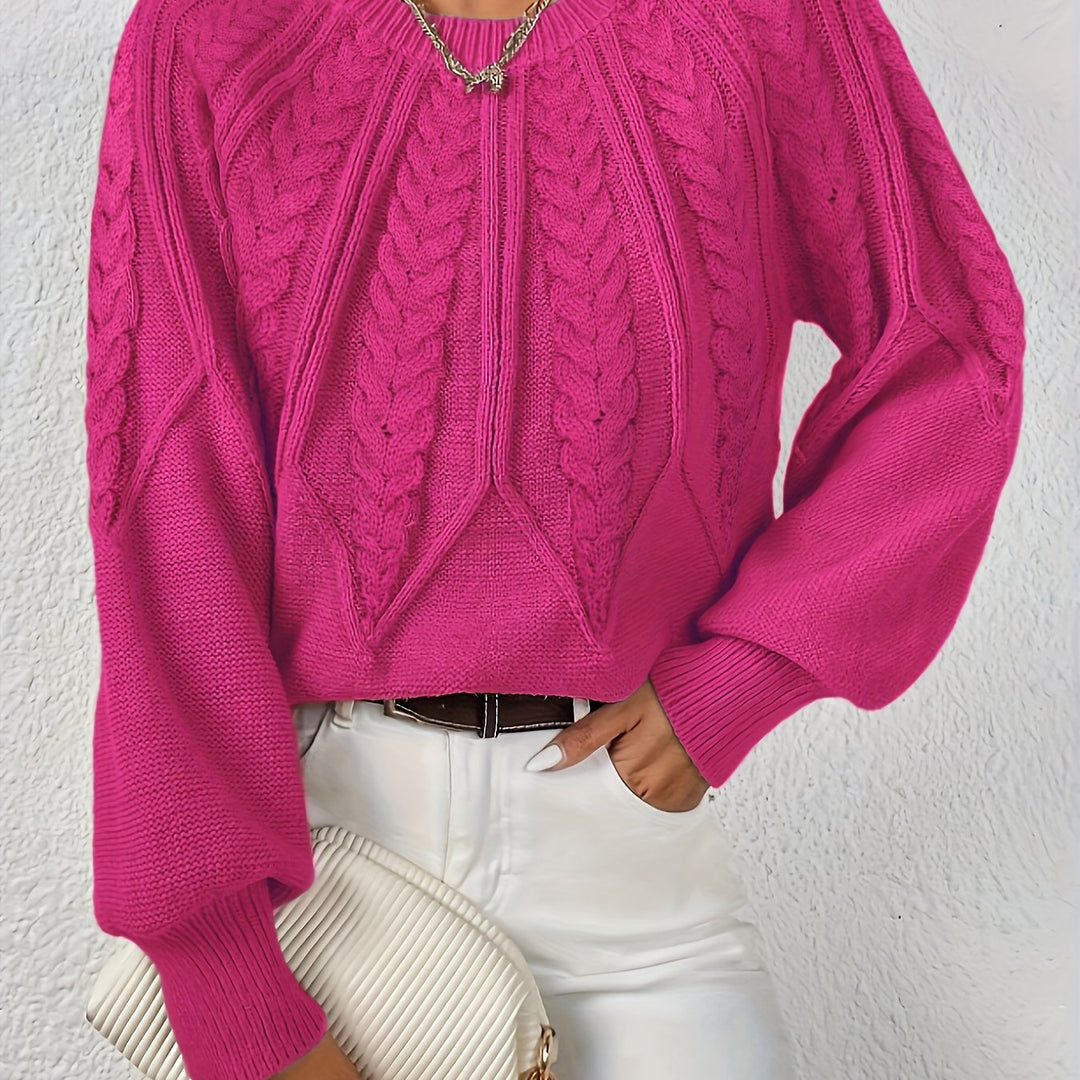 Neeltje | Women's Cable Knit Sweater Pullover Oversized V Neck 4