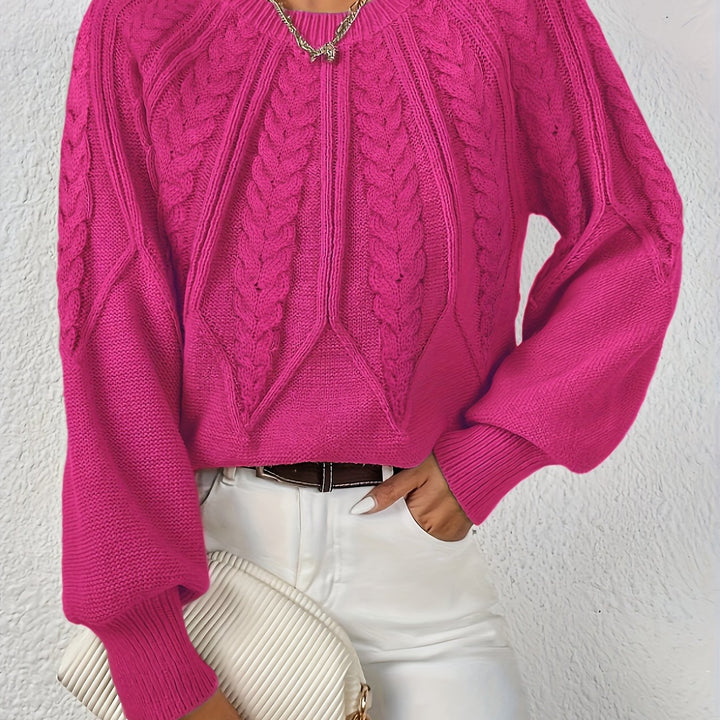 Neeltje | Women's Cable Knit Sweater Pullover Oversized V Neck 4