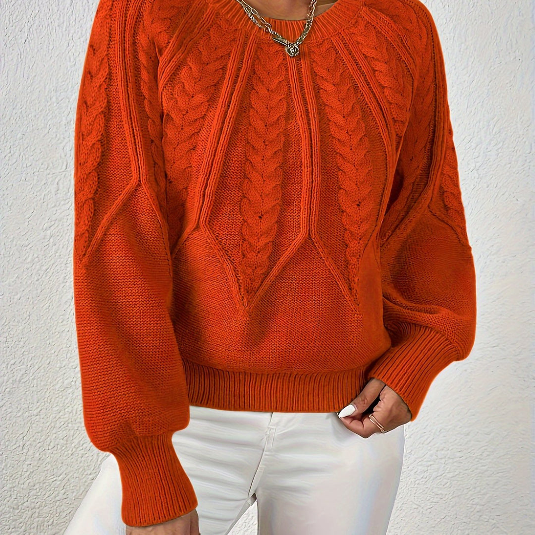 Neeltje | Women's Cable Knit Sweater Pullover Oversized V Neck 9