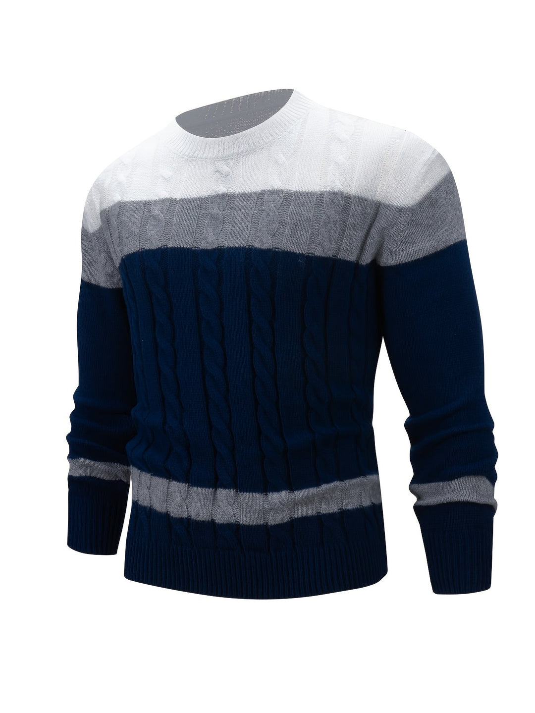 Nolan - Colour Block Cable Knit Sweater 4