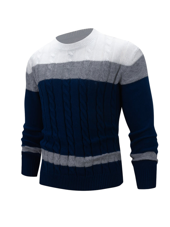 Nolan - Colour Block Cable Knit Sweater 4