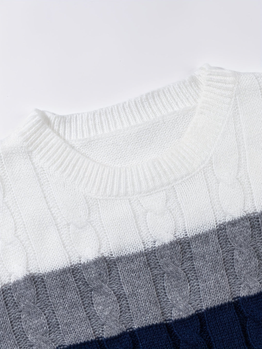 Nolan - Colour Block Cable Knit Sweater 5