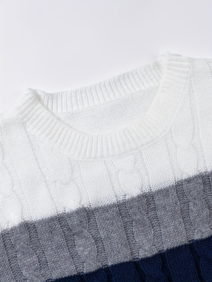 Nolan - Colour Block Cable Knit Sweater 5