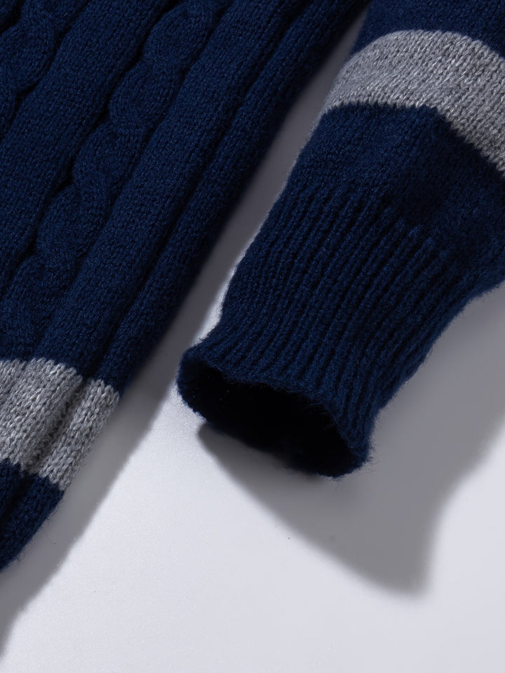 Nolan - Colour Block Cable Knit Sweater 6
