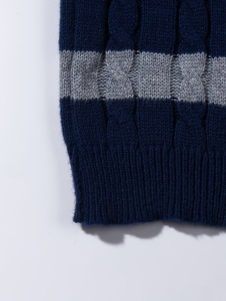 Nolan - Colour Block Cable Knit Sweater 8