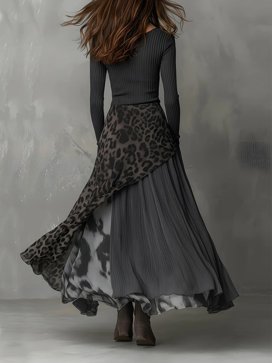 Nora - Printed Irregular Hem Maxi Fall Dress 2