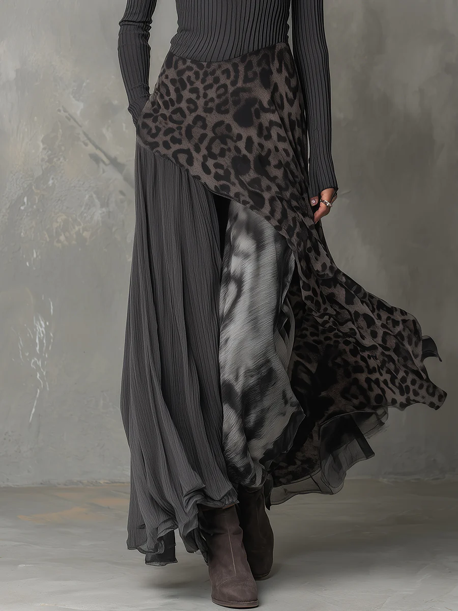 Nora - Printed Irregular Hem Maxi Fall Dress 4