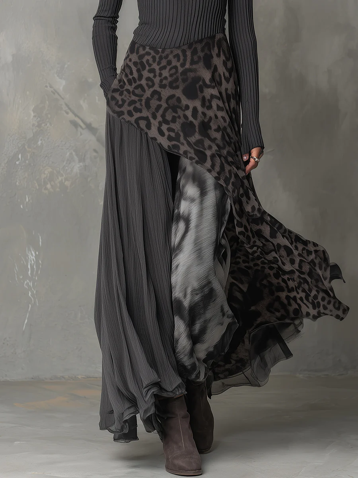 Nora - Printed Irregular Hem Maxi Fall Dress 4
