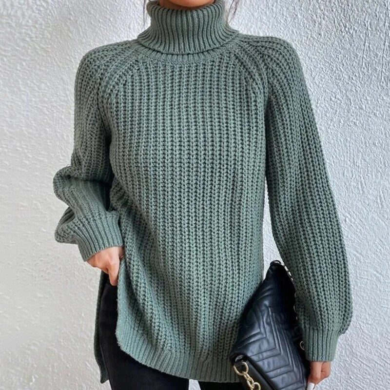 Nynke | Women's Ribbed Turtleneck Sweater Knit Pullover Oversized 1