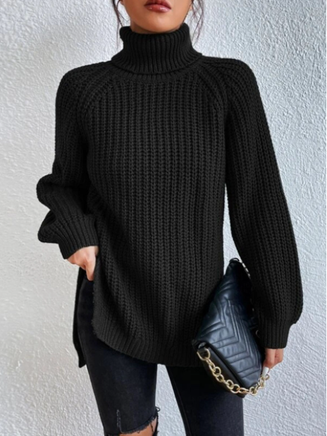 Nynke | Women's Ribbed Turtleneck Sweater Knit Pullover Oversized 2