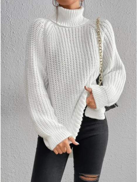 Nynke | Women's Ribbed Turtleneck Sweater Knit Pullover Oversized 3
