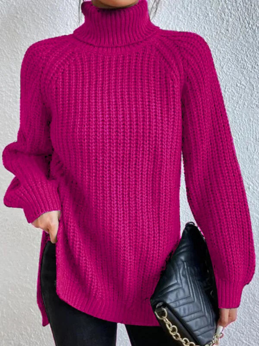 Nynke | Women's Ribbed Turtleneck Sweater Knit Pullover Oversized 5