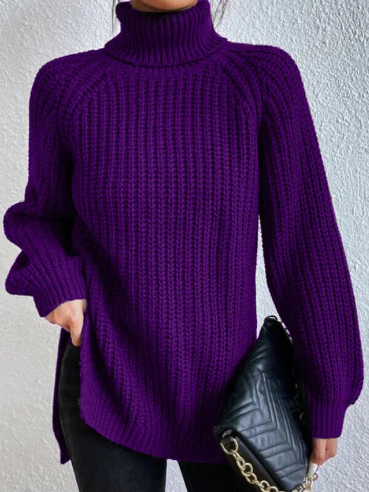 Nynke | Women's Ribbed Turtleneck Sweater Knit Pullover Oversized 7