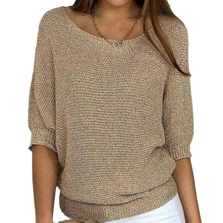 Oline | Women's Boat Neck Sweater Oversized Knit Pullover 1