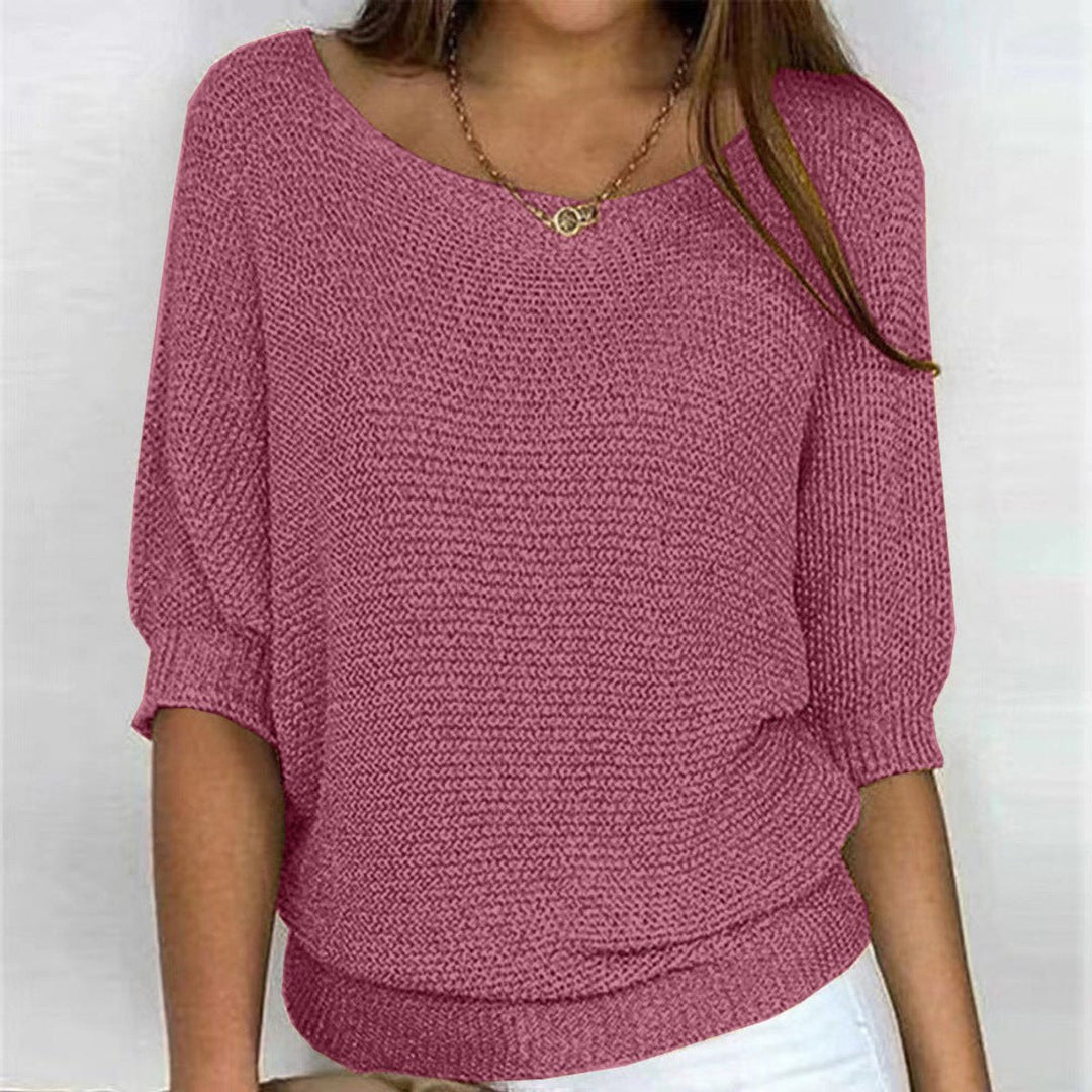 Oline | Women's Boat Neck Sweater Oversized Knit Pullover 11