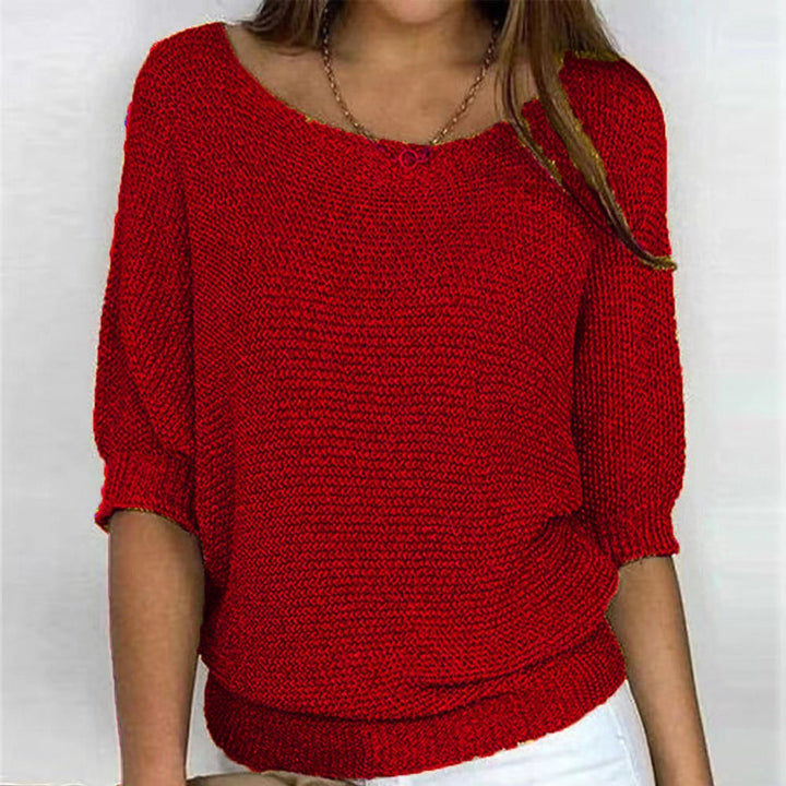 Oline | Women's Boat Neck Sweater Oversized Knit Pullover 4