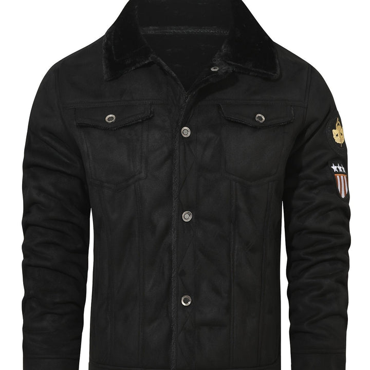 Men's Fleece Lined Trucker Jacket – Black