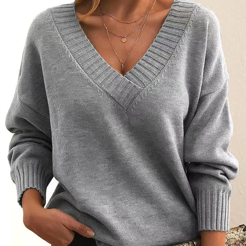 Ondine | Women's Loose Fit V Neck Sweater 2