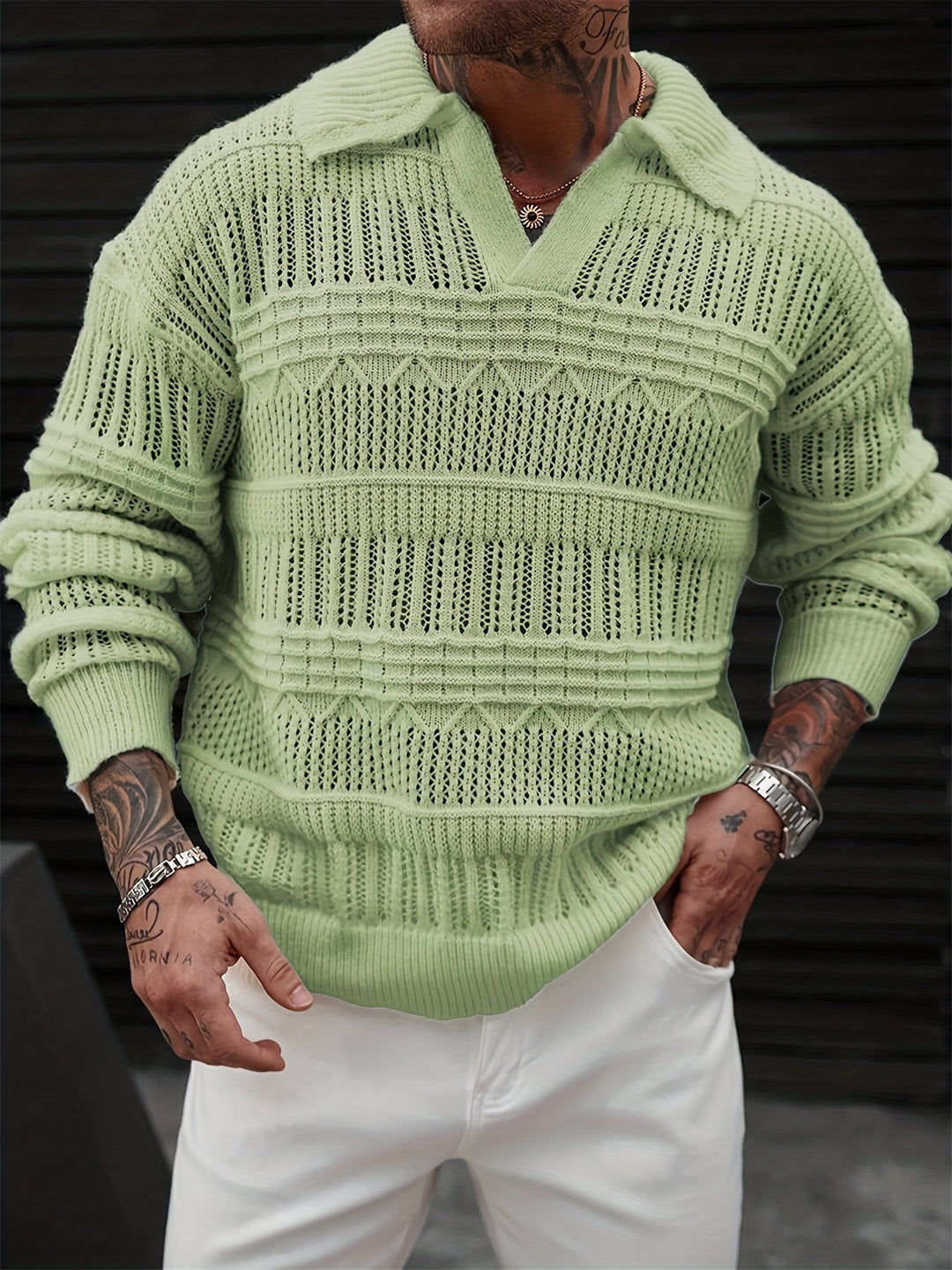 Oscar - Textured Collared Knit Sweater 1