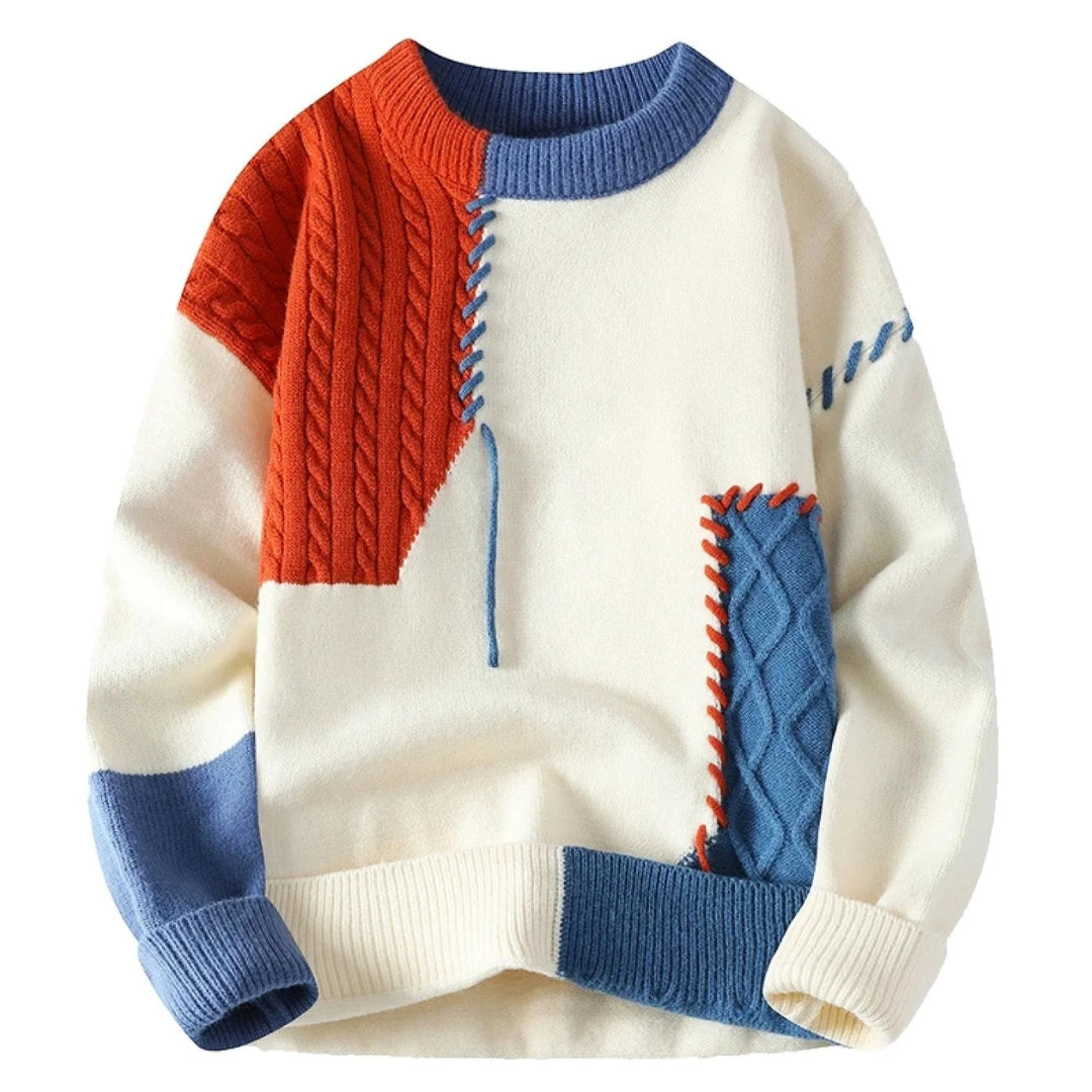 Otis - Patchwork Crew Neck Knit Sweater 1
