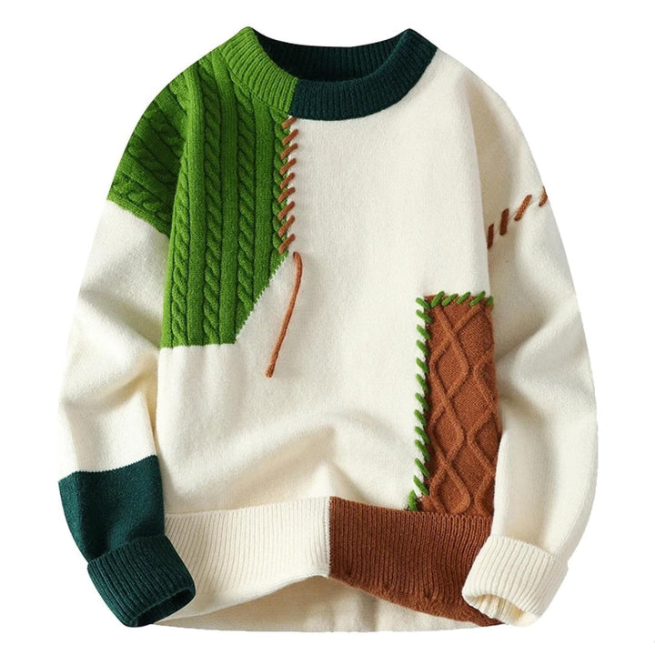 Otis - Patchwork Crew Neck Knit Sweater 2