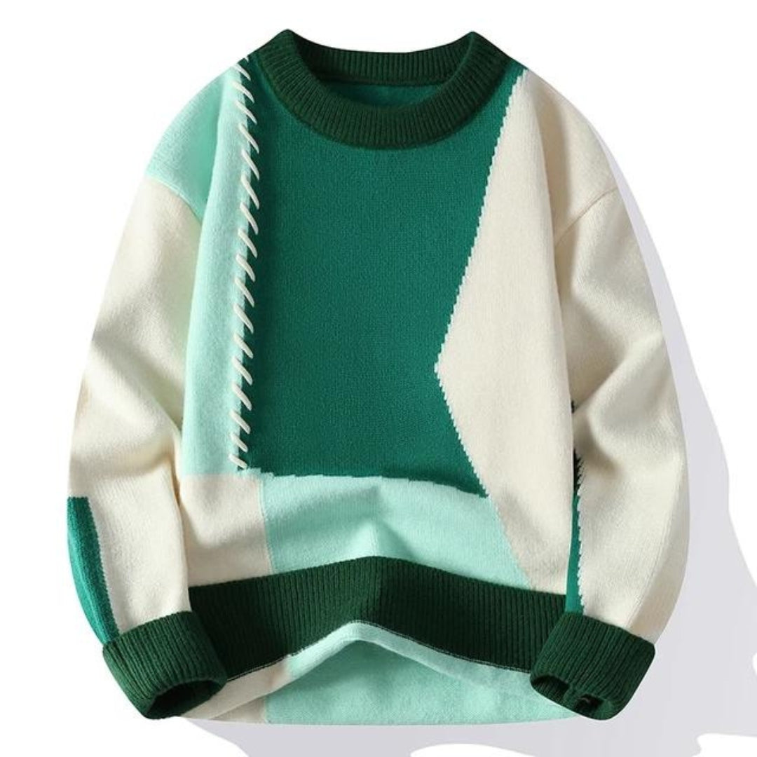 Otis - Patchwork Crew Neck Knit Sweater 3