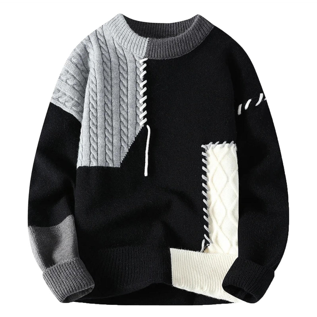 Otis - Patchwork Crew Neck Knit Sweater 4